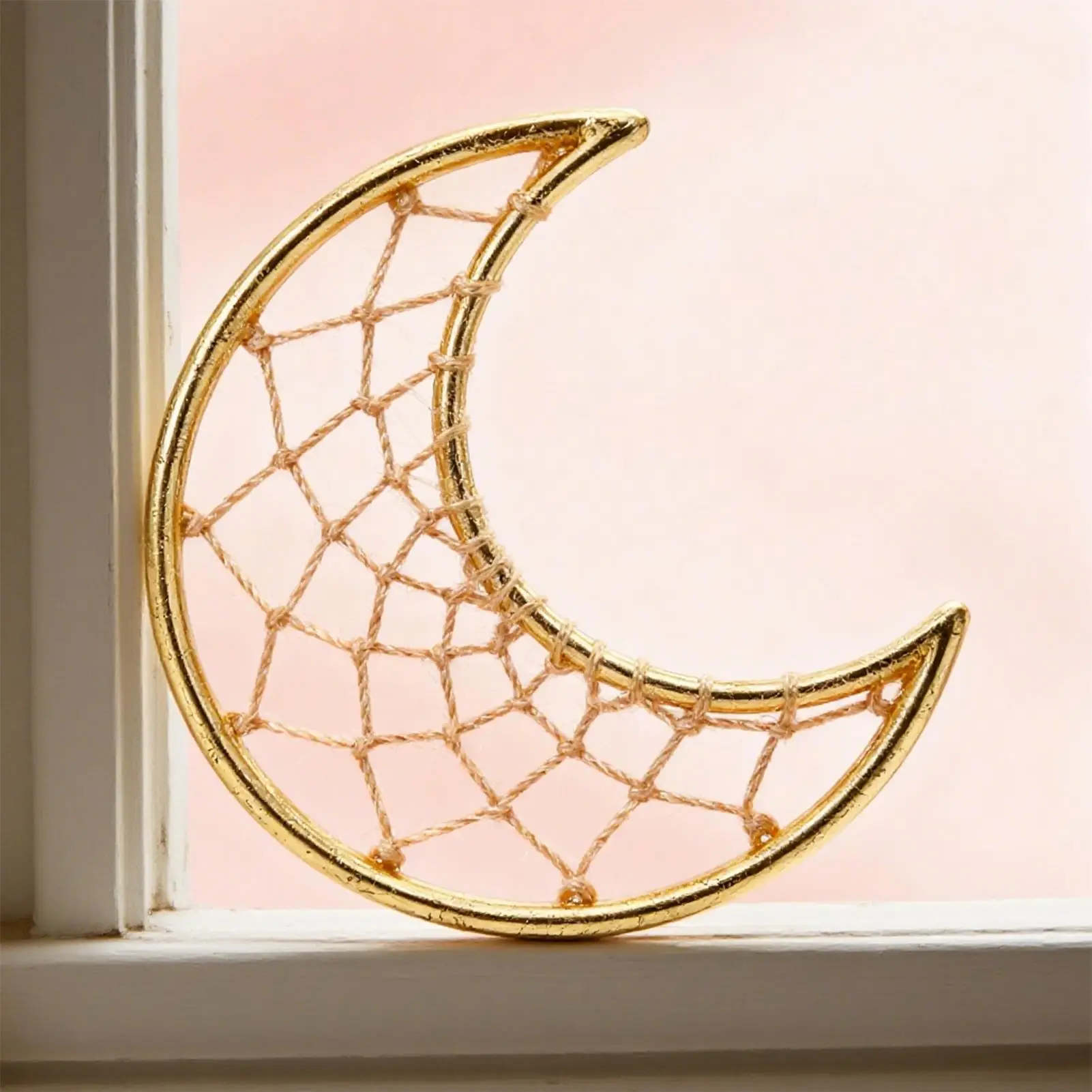Anneaux en macramé 4 pièces, ornements de lune en or, pentagramme de noël, cœur, attrape-rêves, fournitures pour vacances, maison, couronne de projets artistiques