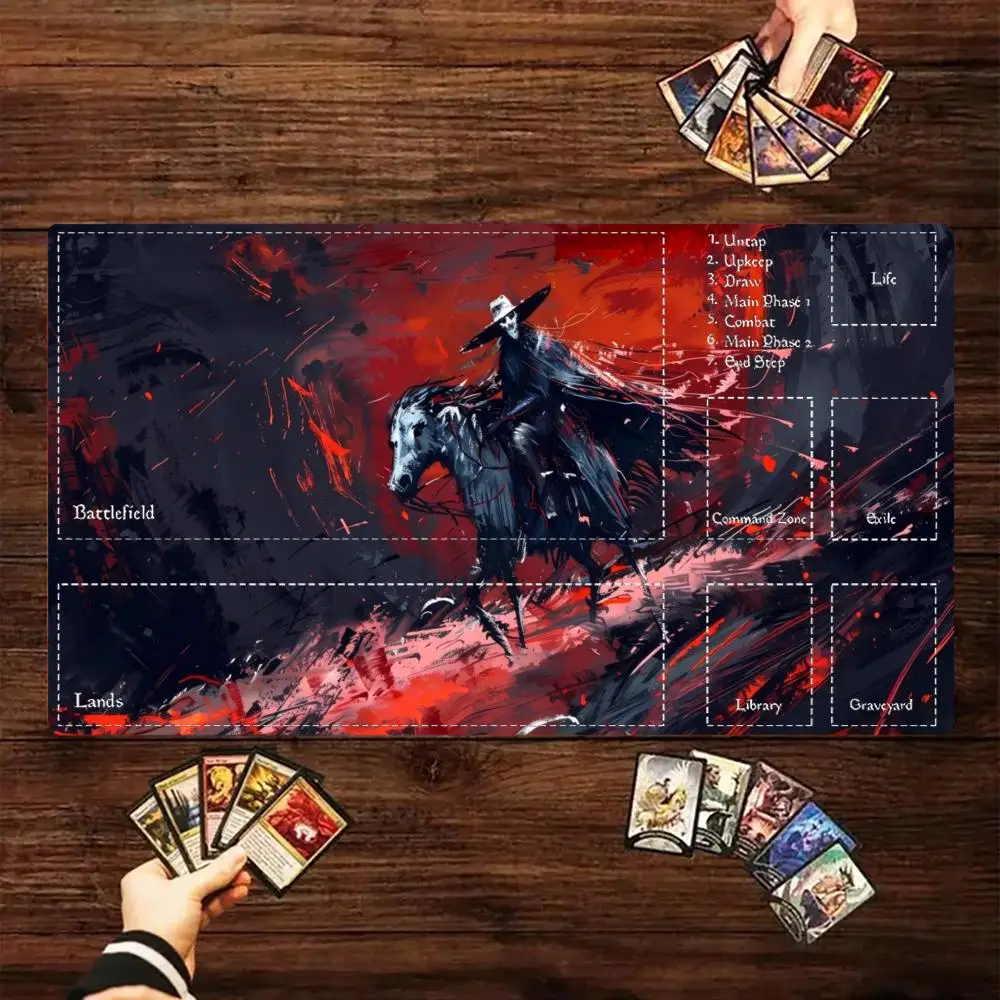 Dark Undead Cowboy MTG Playmat Magic Card Battle Mat Non-Slip Durable Stitched Edge 35X60CM Commander Desk Mat Tapete Magic MTG