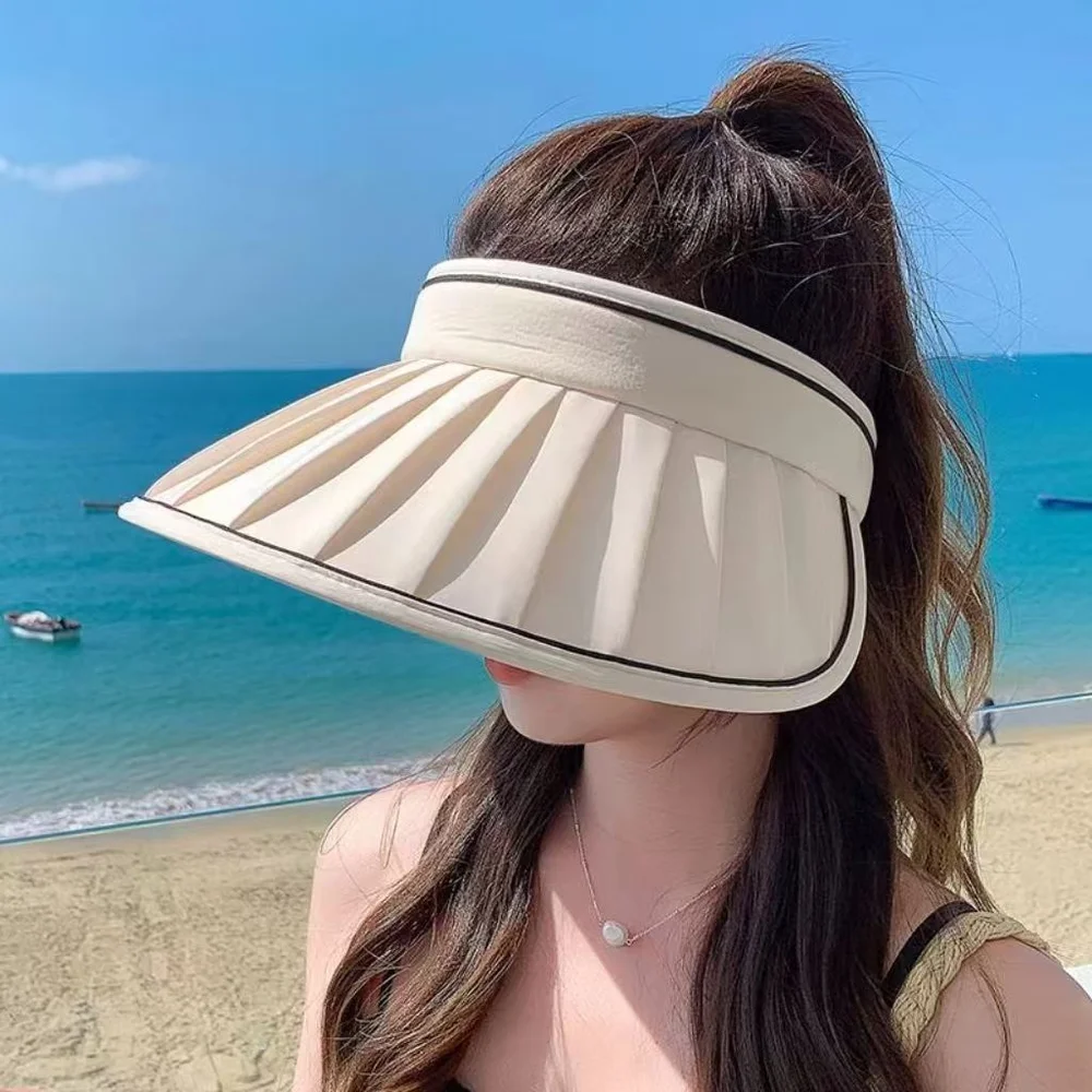 

New Upf50+sunscreen Shell Hat For Summer 2025 Leisure Outdoor Sunshade Large Eaves Uv Protection Empty Top Hat Camping