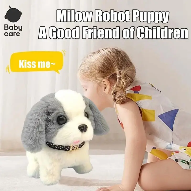 Walking Plush Puppy Electronic Pet Dog Toys Interactive Robot Automatic Moving Barking Wagging Tail Electric Puppy Kids Gifts