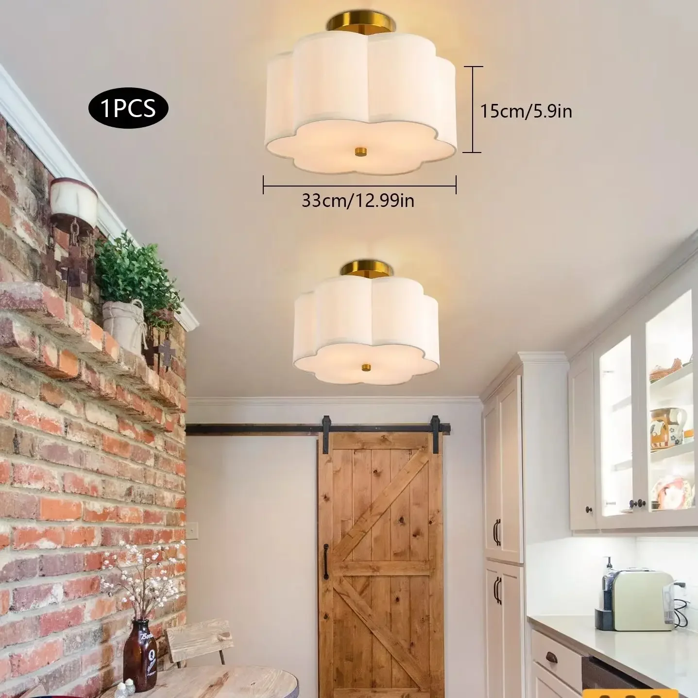 

Semi Flush Mount Ceiling Lamp with Drum Shade 3-Light E26 Base Cream White Modern Fixture for Living Room Bedroom