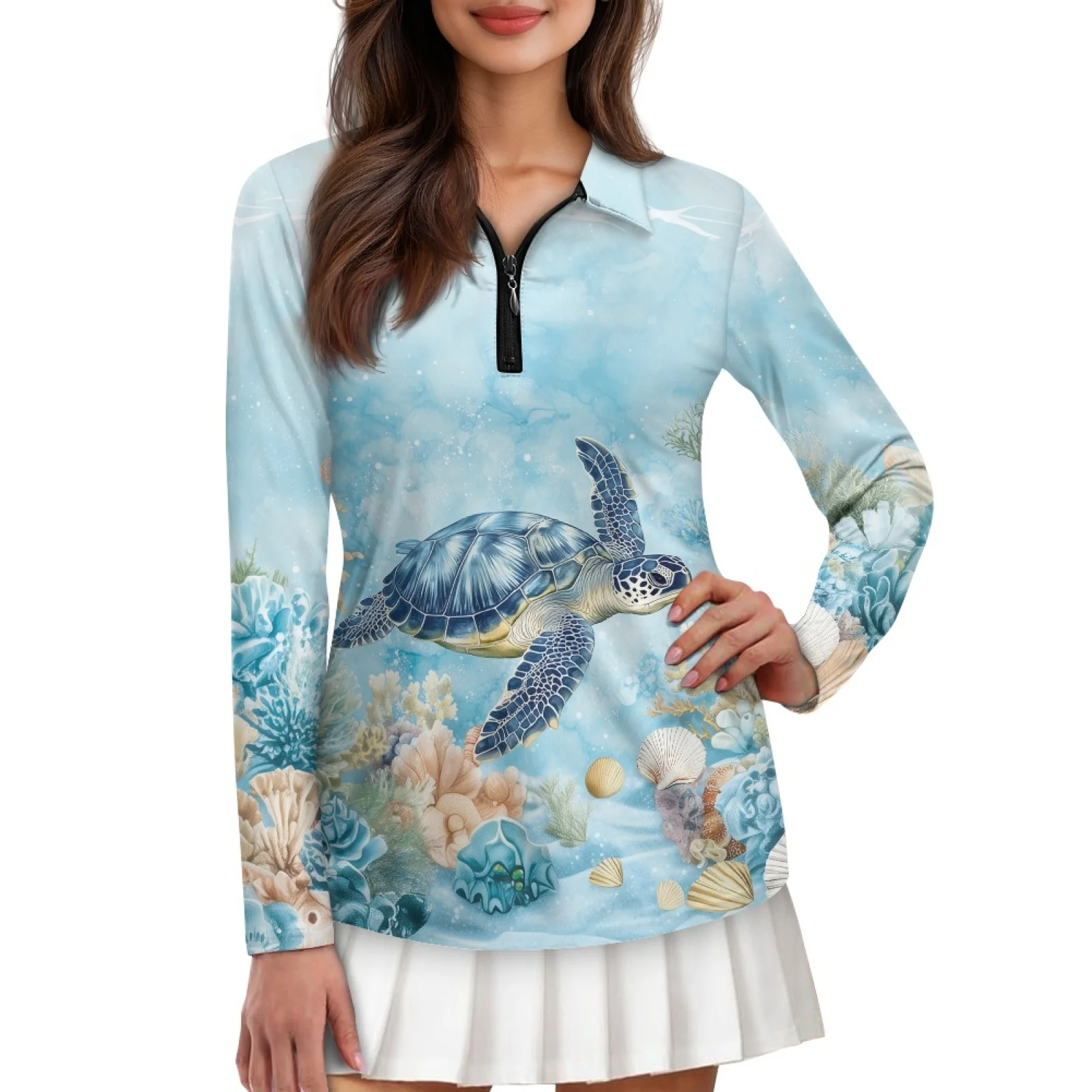 PENSTROLL Turtle Womens Slim Fit Activewear Breathable Polo Shirts for Women for Exercise