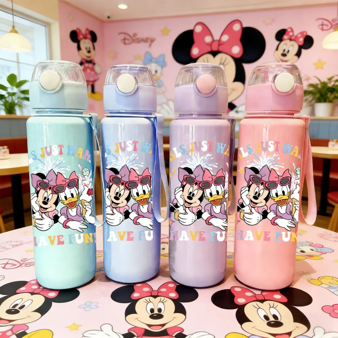 

3D Printed Disney Minnie & Daisy Pattern Water Bottle Playful & Trendy, Fade-Resistant, Stylish & Original, High-Aesthetic Straw
