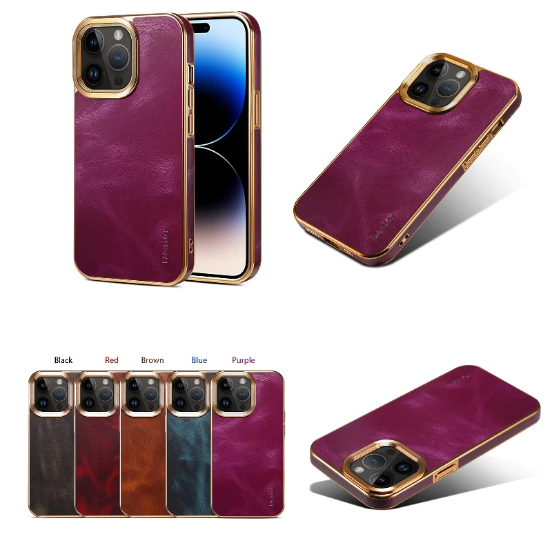 

Retro Matte Color Genuine Leather Phone Case For iPhone 15 14 Plus 13 Pro 12 Pro Max Mobile Phone Phone Cover