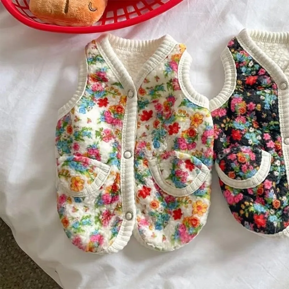 New Autumn Winter Dog Clothes Fashion Flower Chihuahua Cat Pet Costume Bichon Yorkie Dog Warm Jacket Dog Vest Small Dogs Cat