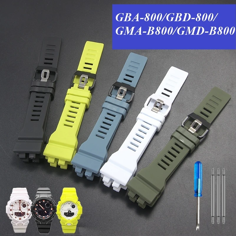 For Casio G-SHOCK GBA-800/GBD-800/GMA-B800/GMD-B800 Silicone White Watch Strap Resin Rubber Band Replacement Parts Bracelet