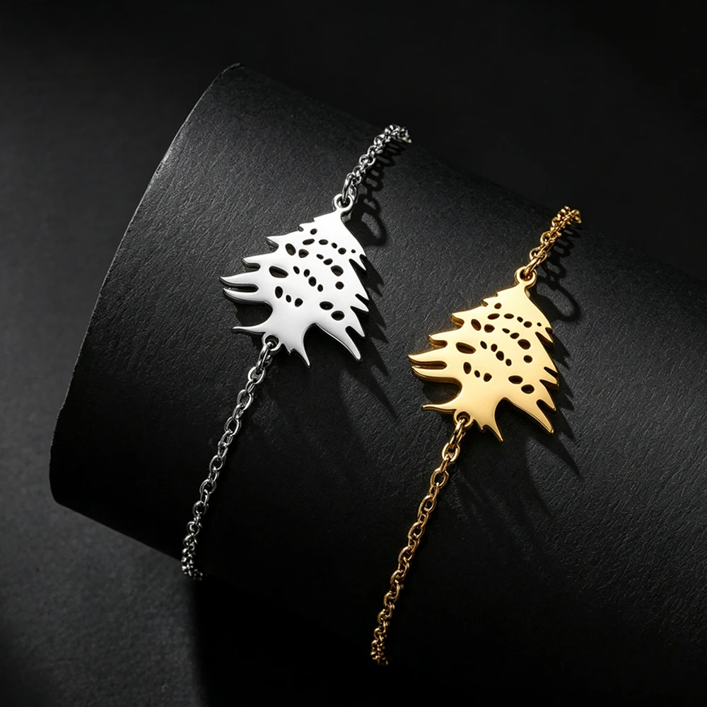 Libanon-Zeder Charm-Armband Verstellbare Edelstahl-Armbänder Geflochtene Schnur-Kette Patriotisches Libanon-Symbol Schmuck Geschenke