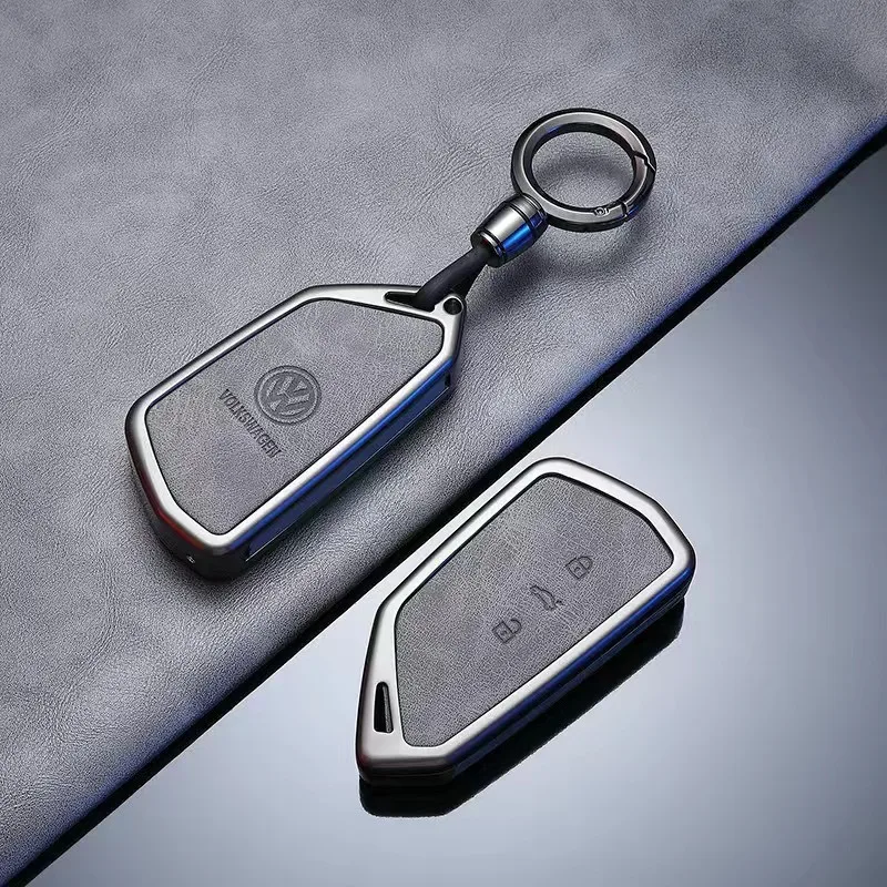 حافظة مفاتيح السيارة المصنوعة من الجلد المصنوع من خليط معدني غطاء كامل لسيارة VW Volkswagen ID.3 ID.4 Golf 8 2022 2023 MK8 ملحقات سلسلة مفاتيح بدون مفتاح للسيارات #5