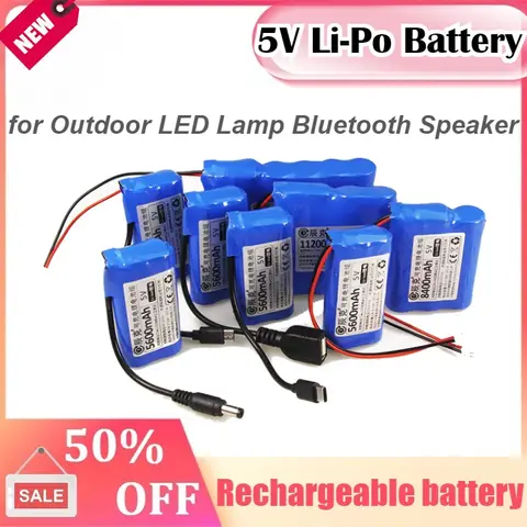 Microcomputer a chip singolo ricaricabile con batteria al litio da 5 V per lampada a LED esterna Altoparlante Bluetooth Ventola USB Batteria al litio