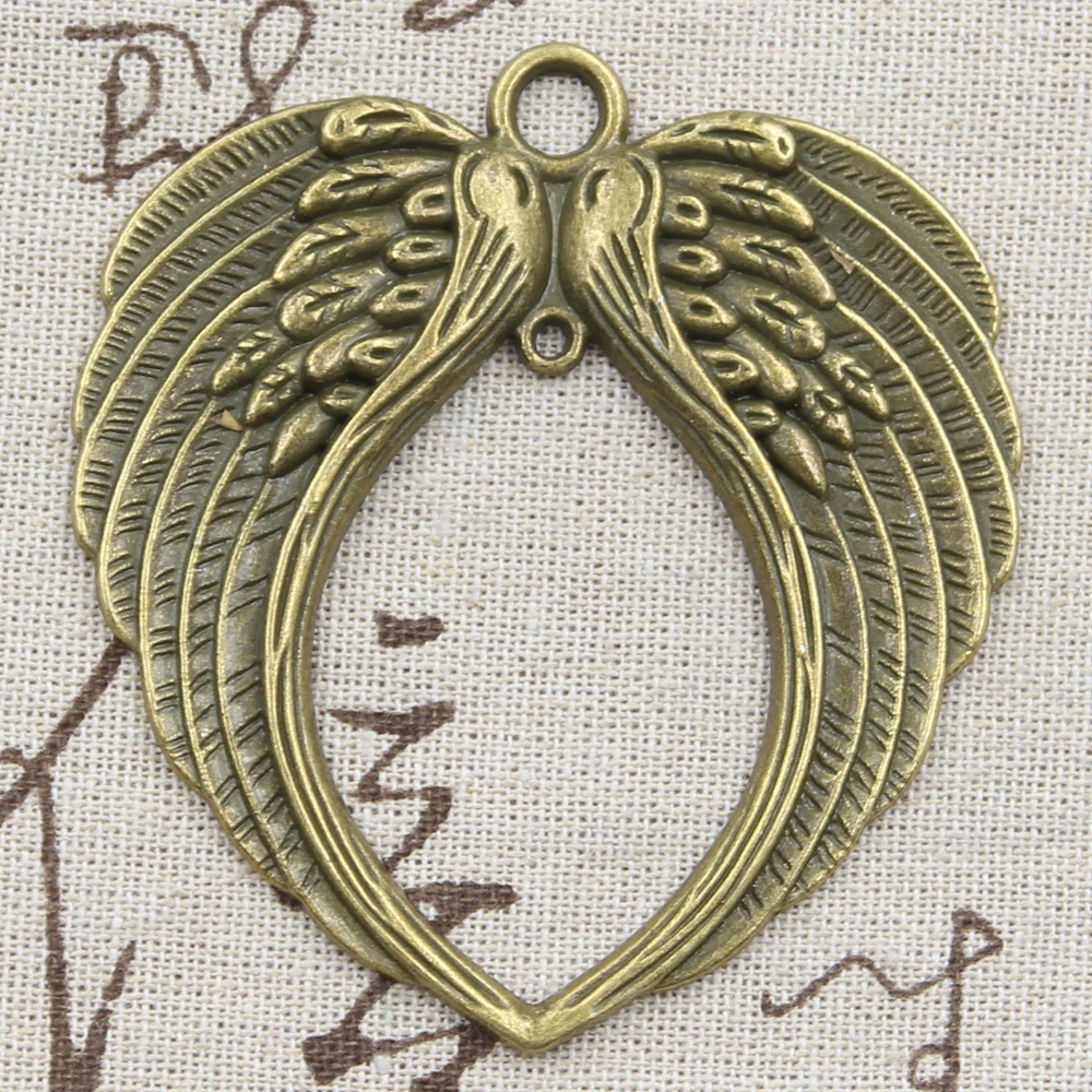 2pcs Charms Angel Wings 74x69mm Antique Silver Color Plated Pendants Making DIY Handmade Tibetan Silver Color Finding Jewelry