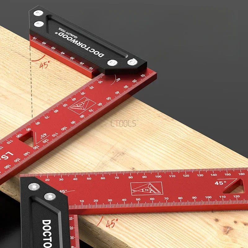 Precision Measuring Ruler-Universal Combination Angle 45/90° Multifunctional Thickened Aluminum Alloy L-shaped Right Angle Ruler