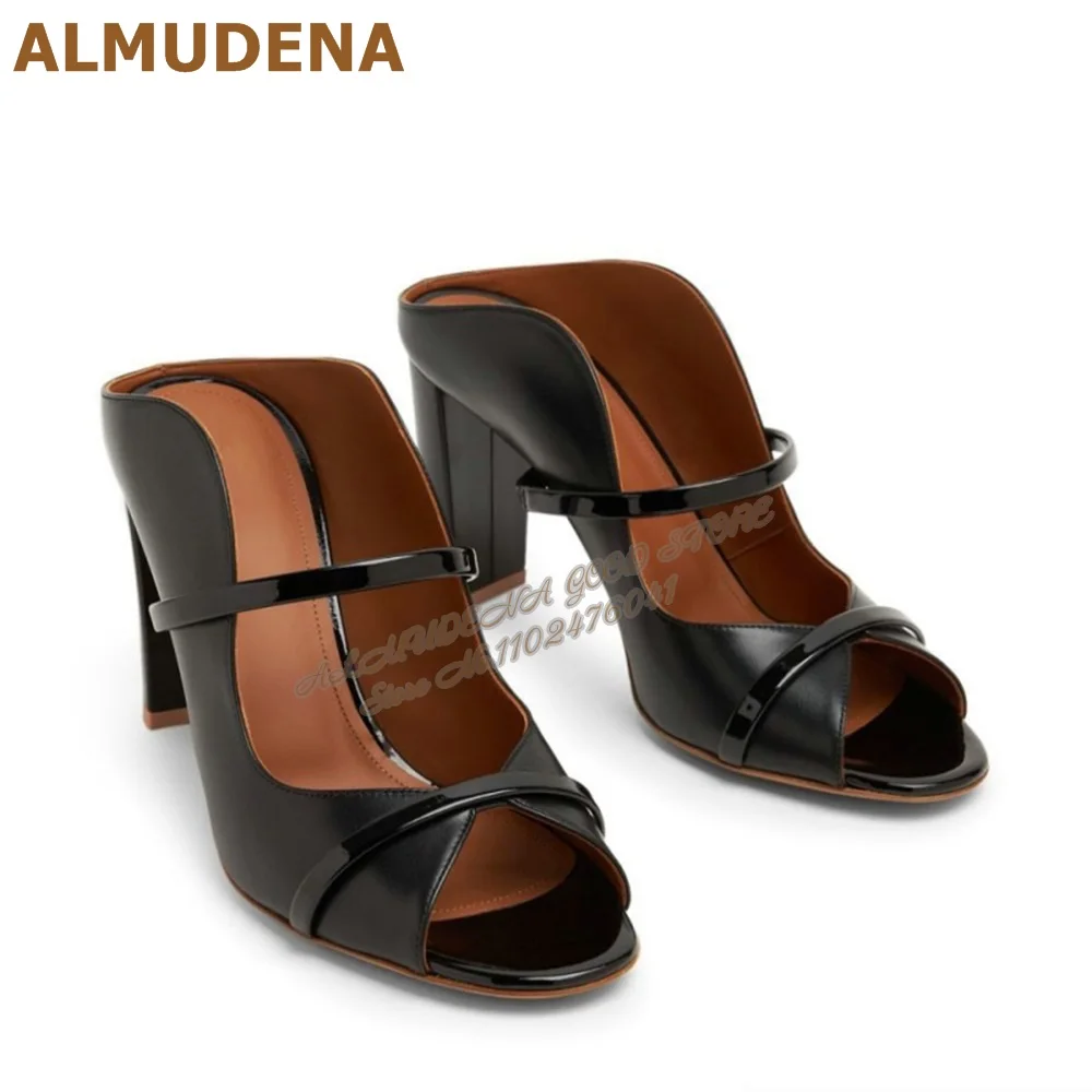 ALMUDENA الشمبانيا الذهب صندل بكعب مكتنز البغال حزام مزدوج المفتوحة تو كتلة الكعوب الصنادل الانزلاق على فستان أنيق الأحذية