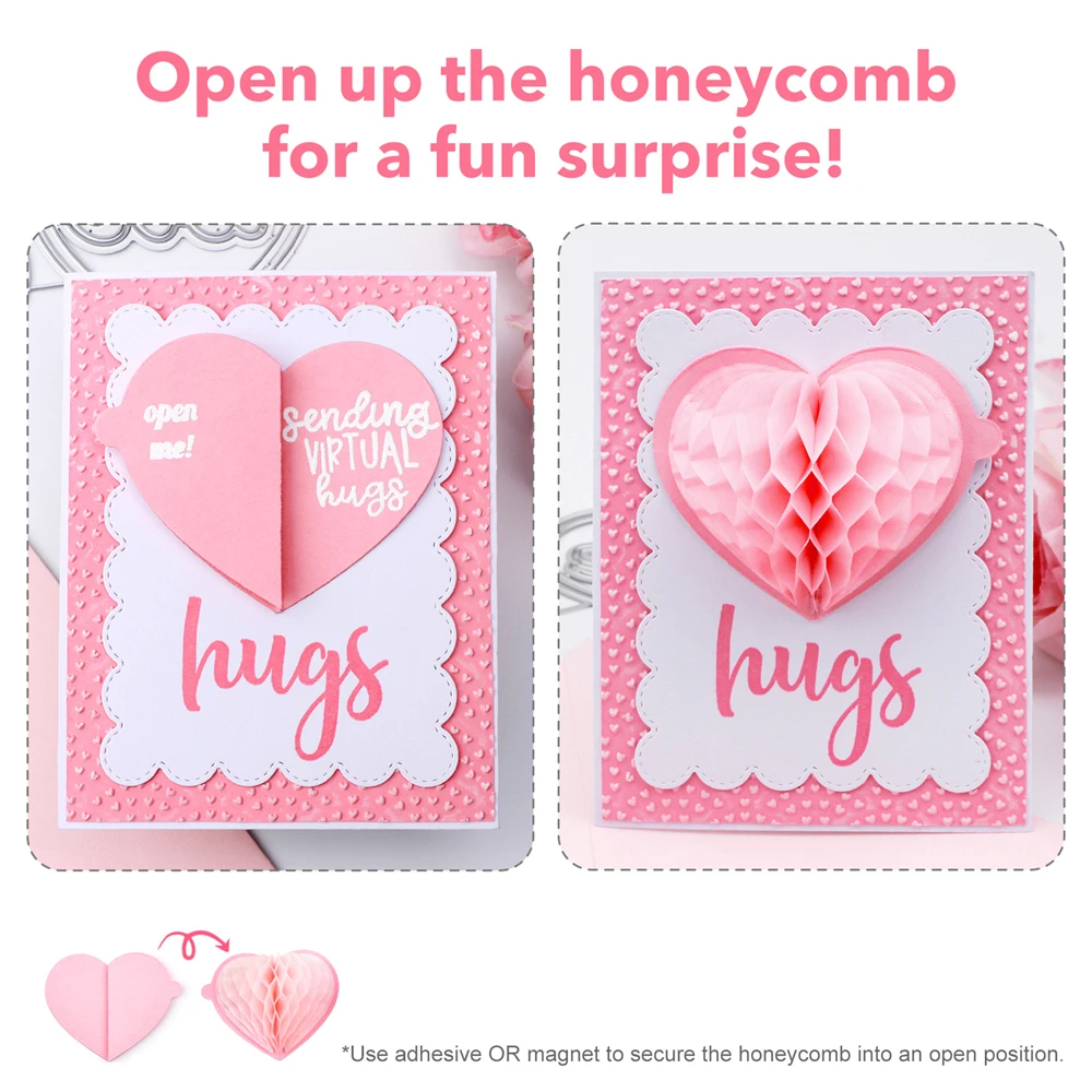 Couleurs assorties tampons en papier nid d'abeille coussin de tissu en nid d'abeille amour coeur boule arbre ornement pour bricolage noël 3D artisanat cartes Pop-Up