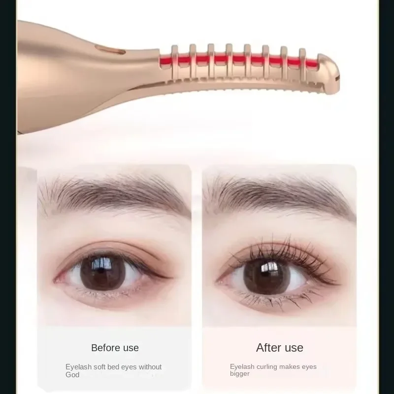 Piegaciglia elettrico 2 in 1 con trimmer per sopracciglia Strumento per il trucco per tutte le forme di ciglia Denti pettine antiscottatura multiuso