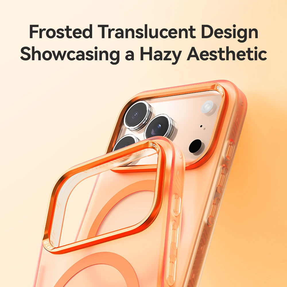 Rock n52 ímãs fosco translúcido caso de telefone para iphone 17 pro max anti-impressão digital à prova de choque caso traseiro duro para iphone 17 pro