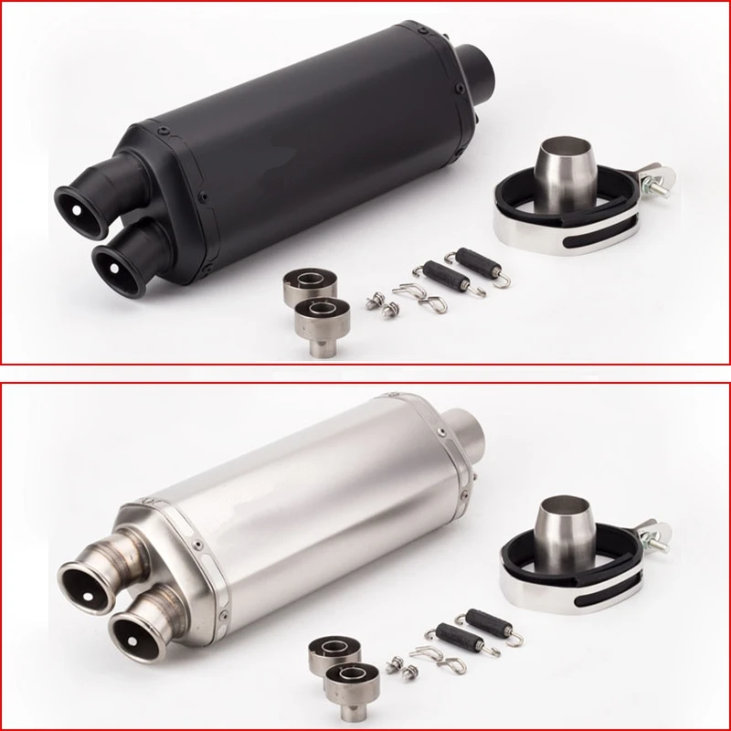 51mm Universal Motocicleta Silenciador Do Escape Duplo Escape para BMW R1200gs z900 vespa r3 mt07 fz1 er6n z1000 TMAX 530 XMAX300 ZX6R R6