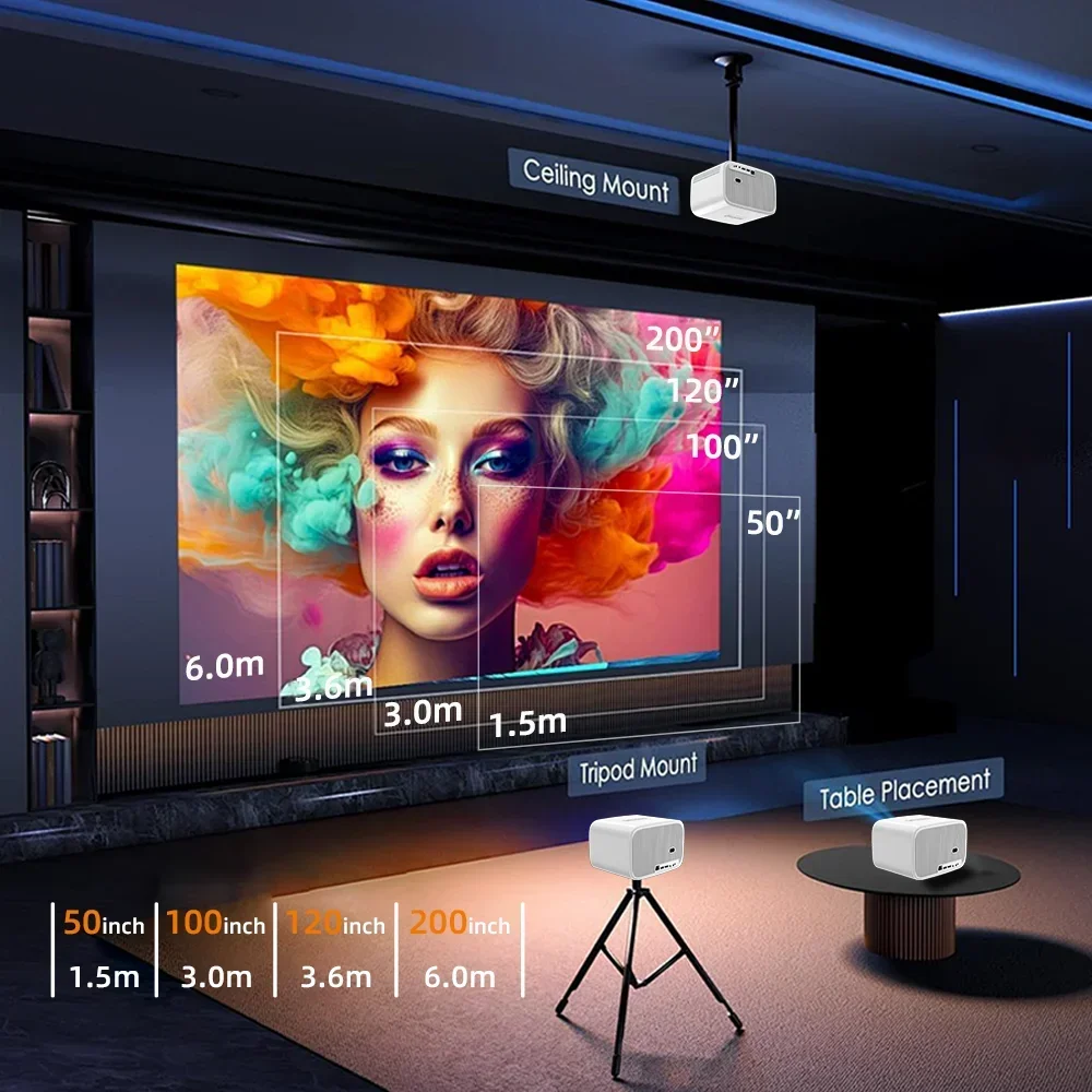 4K Mini Android Portable Projector H5 Pro Projectors HD 4k 1080p Home Theater Tv Android Proyector 4K Video Projecteur Projector