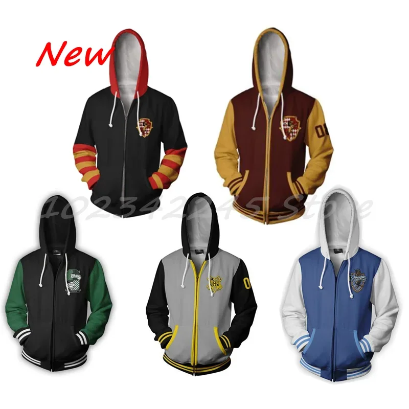 2024 Hot Sale Harries 3D Print Sweatshirt Cardigan Hooded Sports Animals Potters for Unisex Long-sleeved Zipper Hoodie Jacket