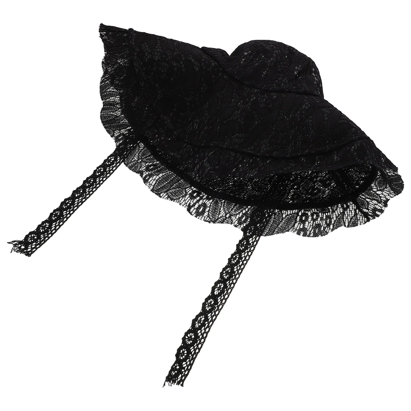 

Lace Sun Hat Black Fisherman Bucket Hat Foldable Wide Brim Summer Beach Cap Tie Outdoor Tea Party Wedding Travel Sun Protection