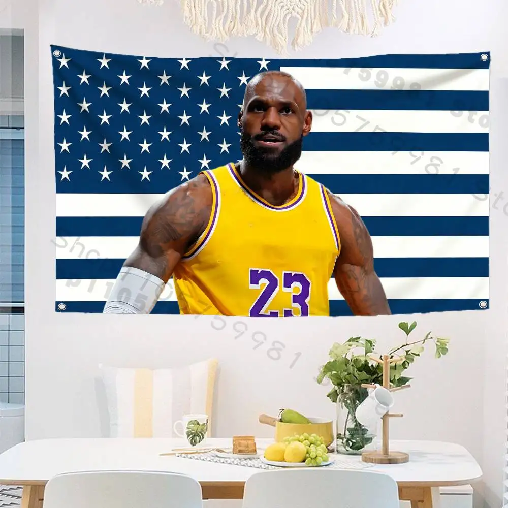 L-LeBron J-James Flag Tapestry Banner For Bedroom Outdoor Living Room Restaurant Bar Wall Decor Party
