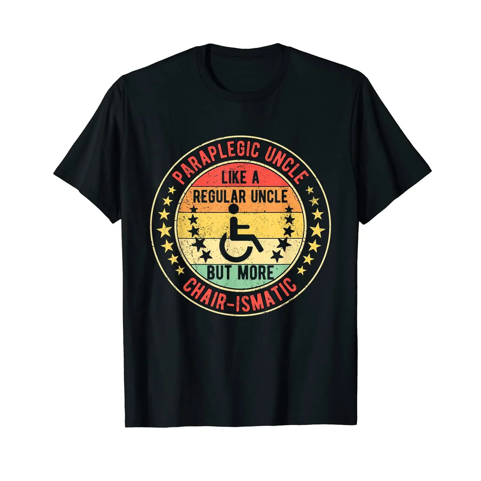Men's Wheelchair User Paraplegic Uncle Chair Ismatic T Shirt vintage Washed Casual graphic streetwear homme Comfortable