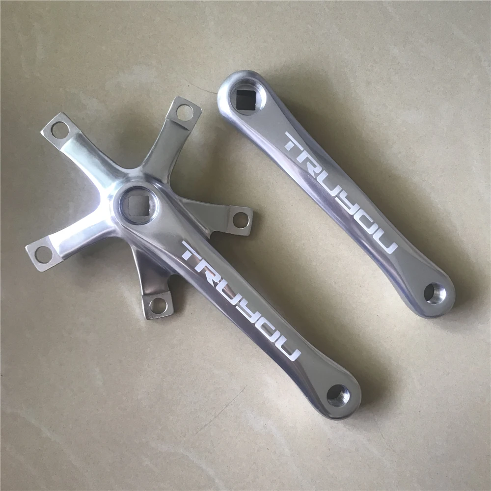 TRUYOU Road Bicycle Crank 130 BCD Length 170/165/152mm Silvery Mountain Folding Bike Parts 5 Bolts Glossy Aluminum Alloy CNC