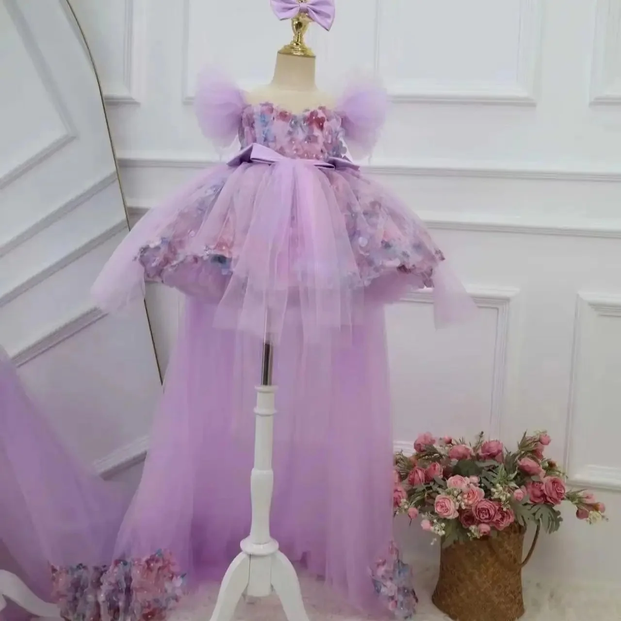 Custom Luxury Dress Women Wedding Guest Dress Girls Wedding Gown Luxurious Birthday Party Dress Pageant Runway Puff Sleeve