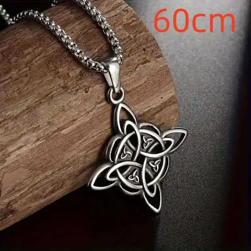 Irish Witchcraft Celtic Witch Knot Pendant Necklace for Men Women Slavic Protection Lucky Amulet Jewelry - view 4
