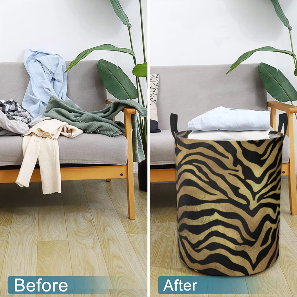 Leopard Print Dirty Laundry Basket Clothes Organizer Foldable Storage Bucket Bathroom Waterproof Clothing Storage Basket