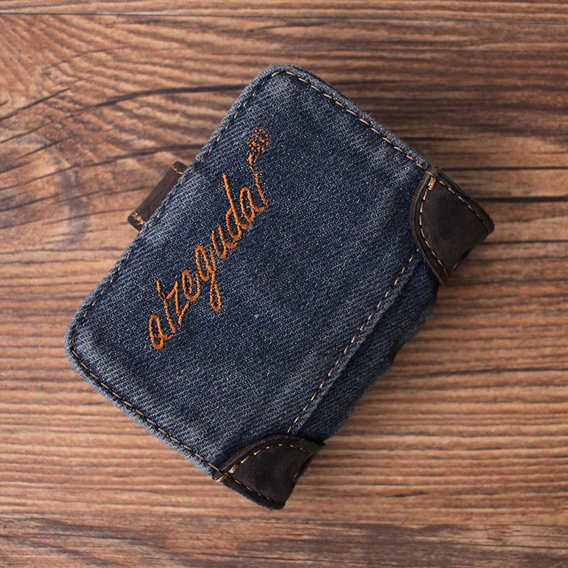 Retro Denim  Credit Card Holder Cute Korean Style Unisex Personalized Card Wallet Student Friendly PVC Lined Folding Bag