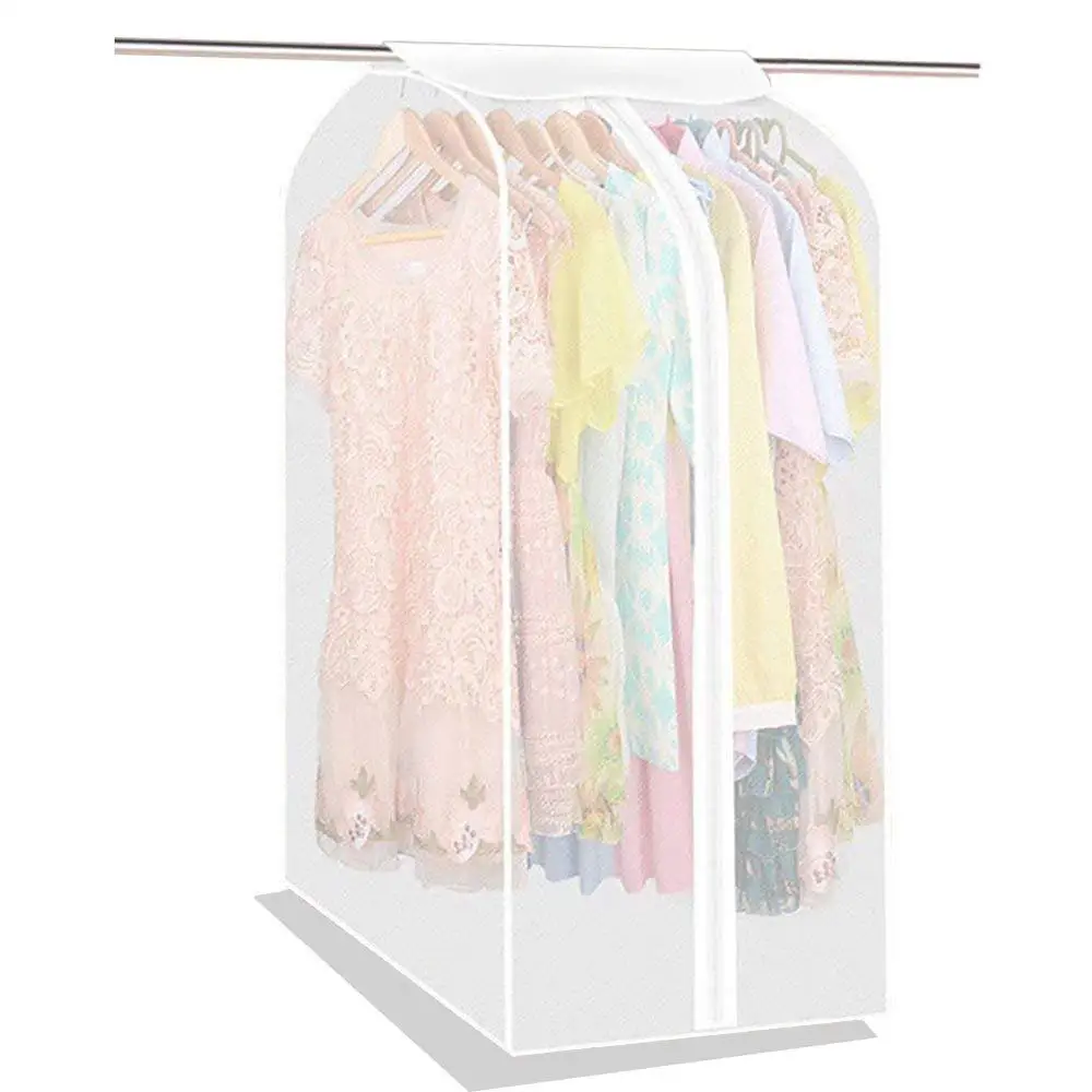 

Wardrobe Hanging Clothes Storage Bag/Garment Bag/Peva Translucent Moisture Proof Protector With Magic Tape And Zipper