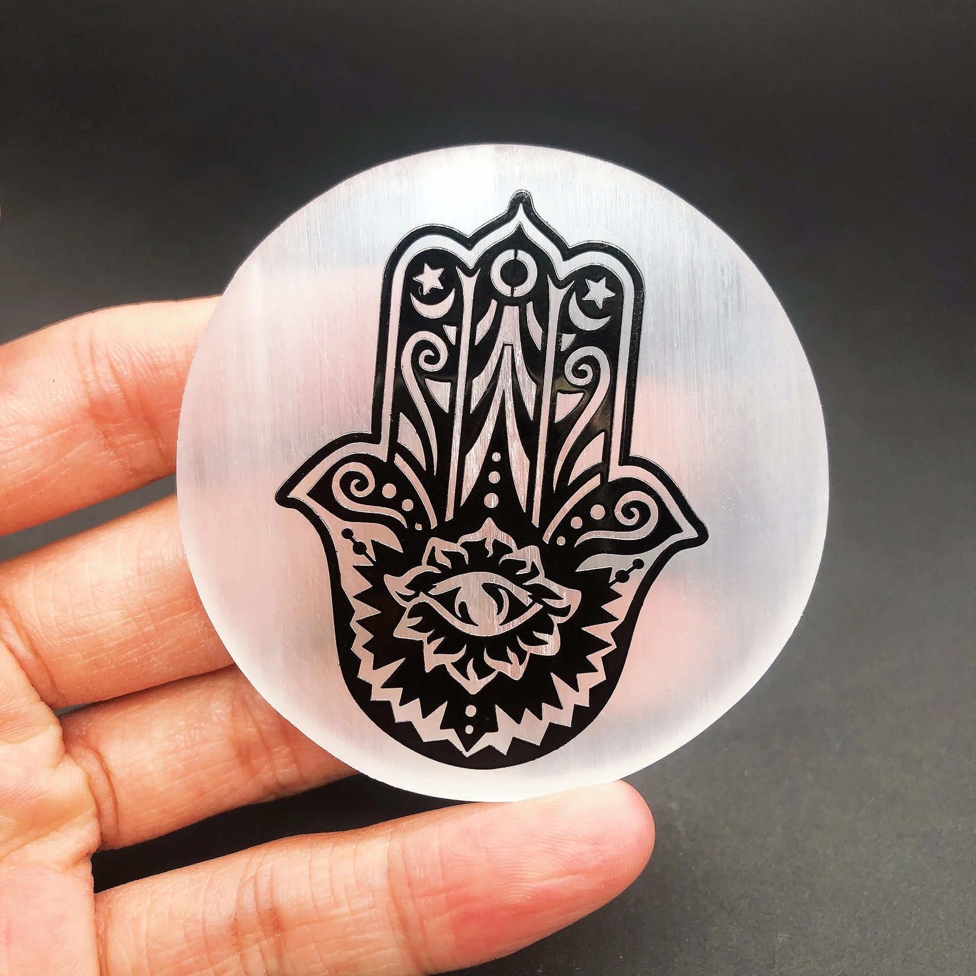 60mm Natural Selenite Slice Slab Crystal Stone White Gypsum Chakra Tree of Life Charging Plate For Yoga Cleaning Meditation