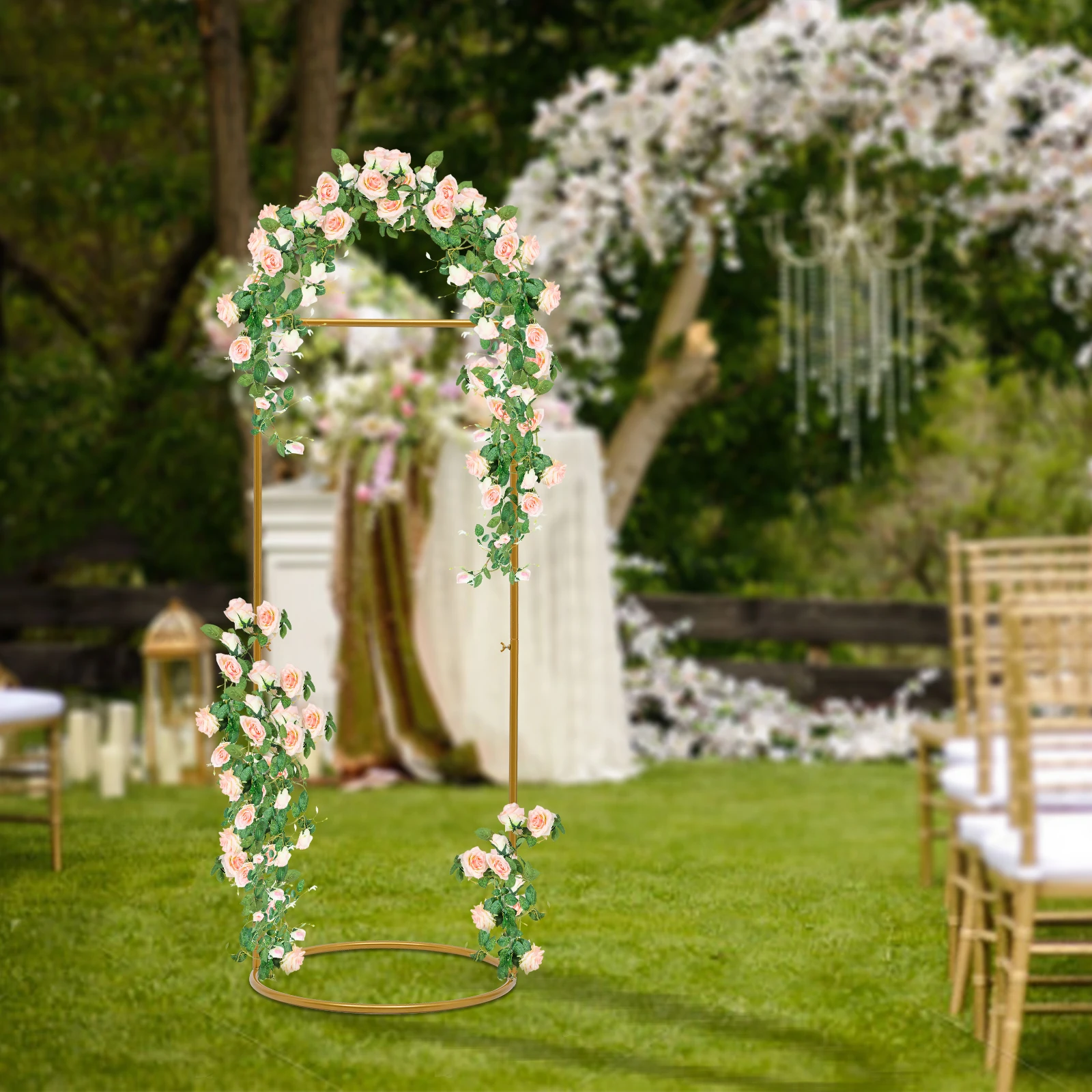 

Outdoor Wedding Backdrop Arch Frame Free Standing Party Metal Flower Balloons Stand For Wedding Party Dinner Centerpiece