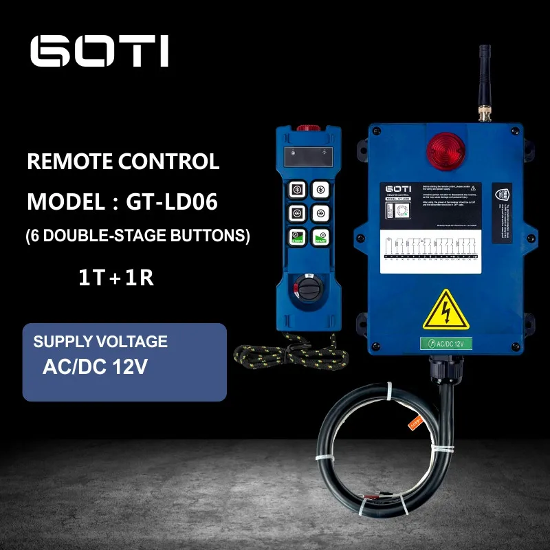 GT-LD06 Industrial Radio Wireless Crane Hoist Remote Control Dual Switch 6 Channel Replace UTING F24-6D TELEcontrol TELECRANE