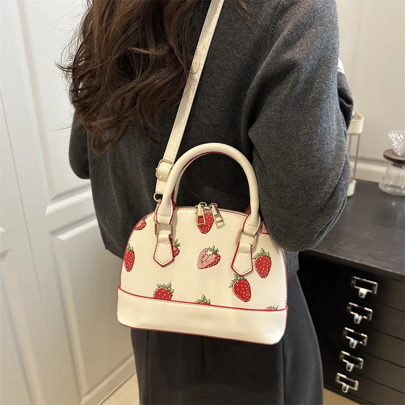 

‌2025 Fall Cherry Print Handbag - Large Capacity Crossbody/Shoulder, Shell Shape Design, Cute & Practical, Perfect for Commute‌