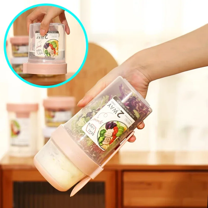 Breakfast On The Go Cups, Salad Cup To Go, Take And Go Yogurt Cereal Overnight Oats Snack Parfait Containers & Salad Dressing Ho view 2