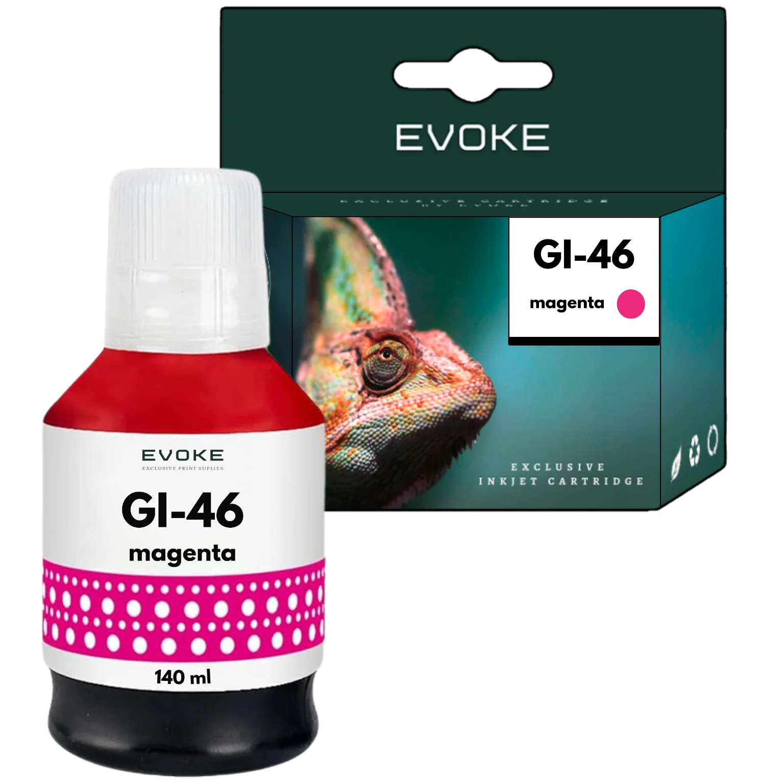 Evoke Compatibele Inkt voor Canon Gi-46M Gi46M Gi-46 Gi46 Magenta 140 ml 14000 Pagina's Maxify Gx3040 Gx4040 Gx5040 Gx6040 Gx7040