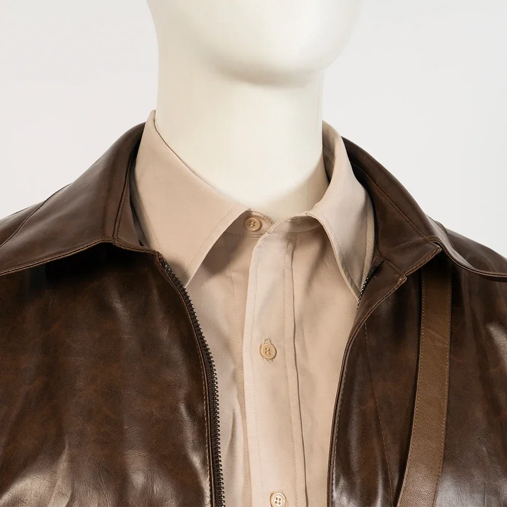 New Arrival Indiana Jones Cosplay Costume Faux Leather Jacket and Accessories Custom Size