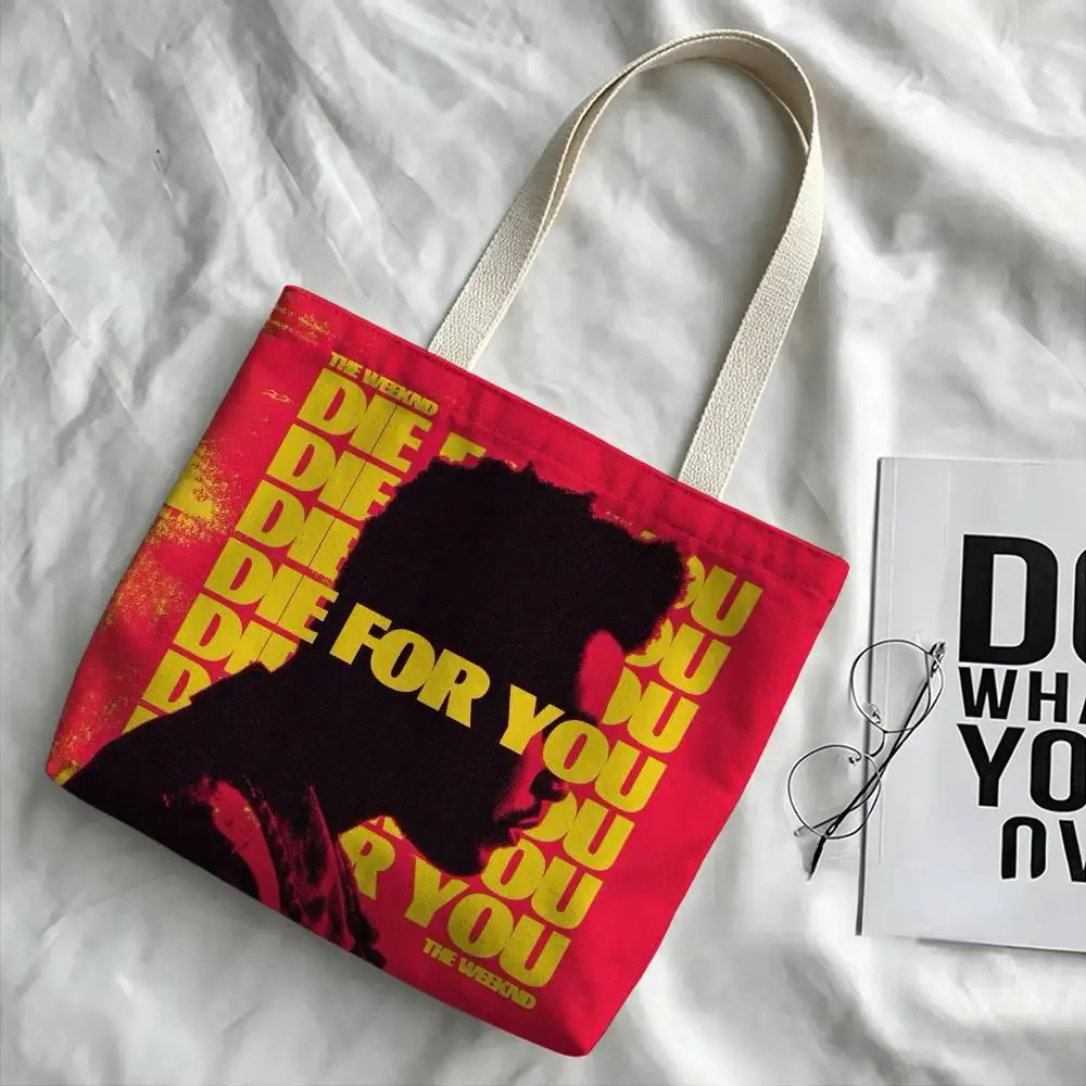 Singer T-The W-Weeknd Storage Bags Double-Sided Print Large Tote Bag Durable Beach Picnic Foldable Gift Eco 5