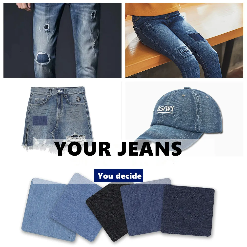 30/25/20/5 PCS Denim Patches DIY Iron On Denim Elbow Patches Repair Pants For Jean Clothing Pants badges Apparel Sewing Fabric