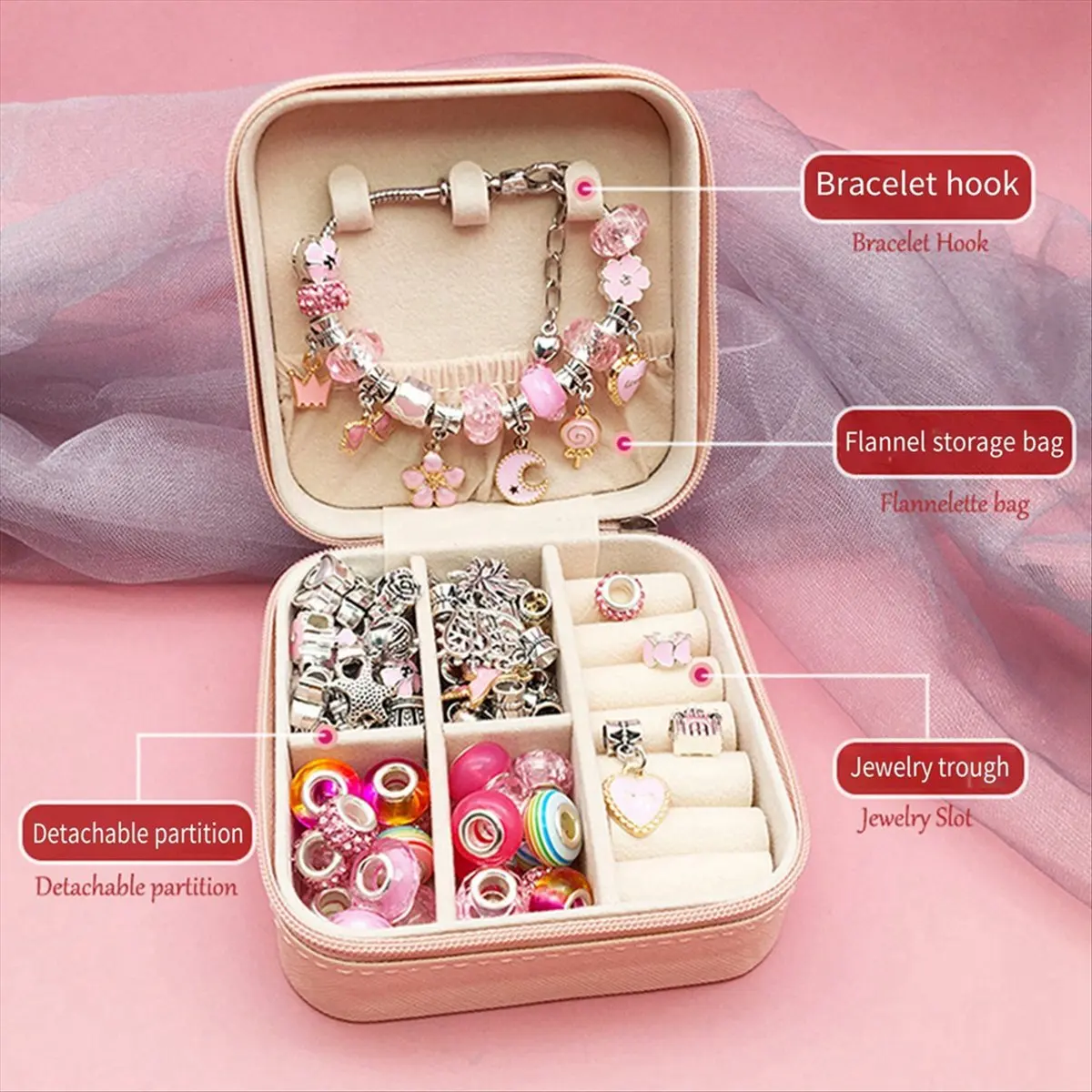 Learned- Jewelry Making Kit Charm Bracelet Necklace Present Beads Set DIY Toys for Children Bracelets Birthday D