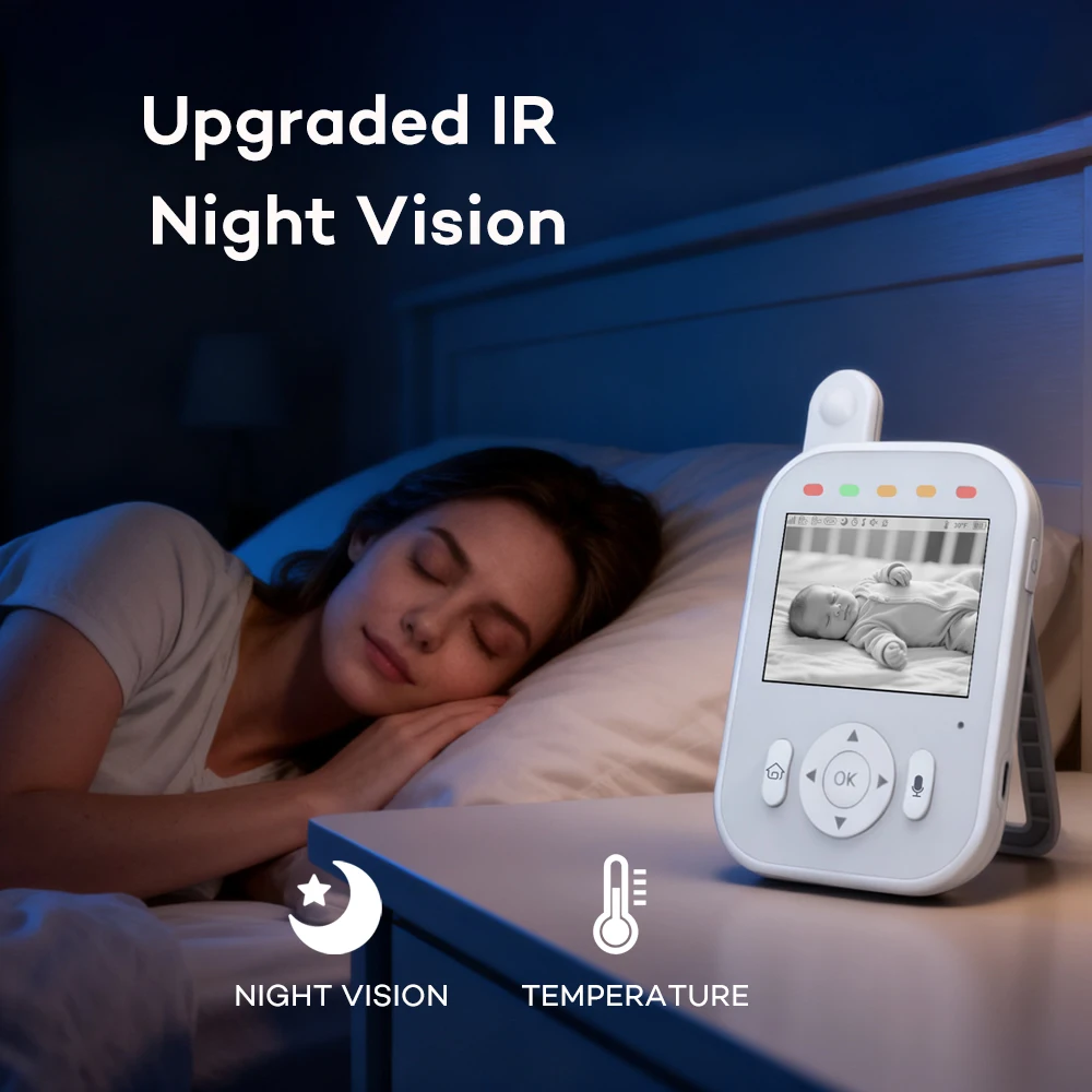 Baby Monitor Wireless Indoor 2.8" Surveillance Video Two-Way Audio Night Vision Smart Baby Camera Temperature Detection Nanny view 4