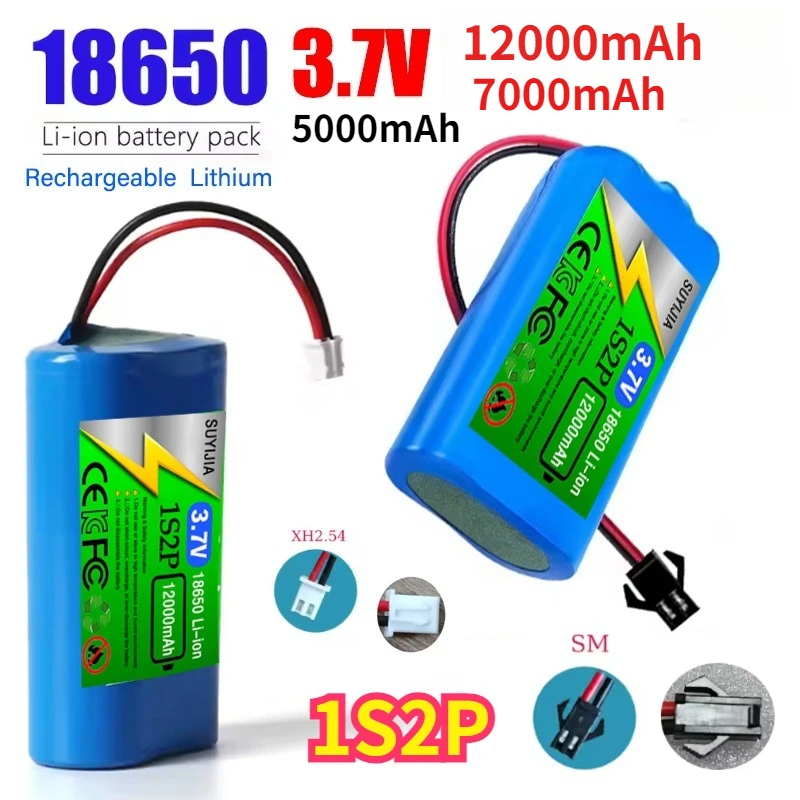 

18650 1S2P Battery 3.7V 12000mAh Li-ion Rechargeable Battery Packs for LED Light Power Tool Toy Bluetooth Speaker Backup Battery