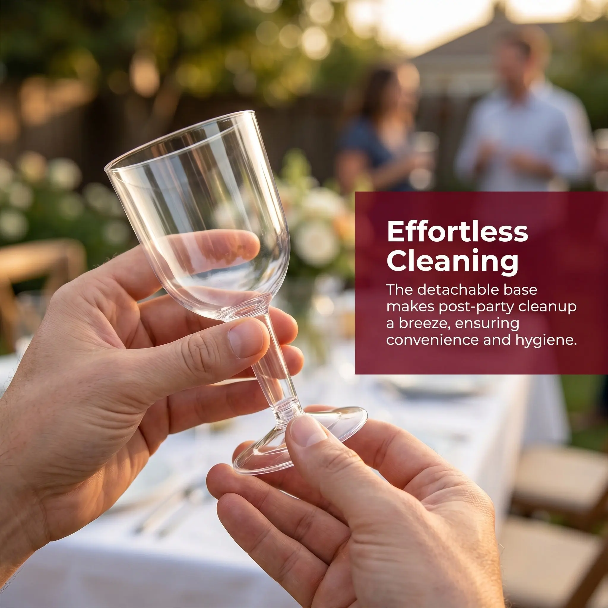 6Pcs 160Ml Shatterproof Clear Wine Glasses Detachable Base Reusable Party Cups for Wedding Engagement Dinner Cocktail Serving