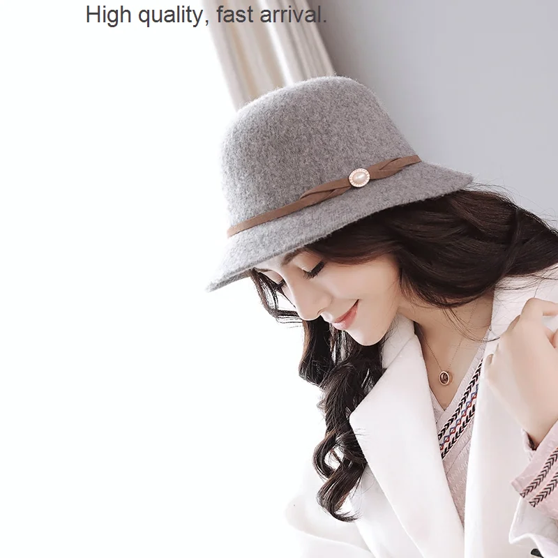 

Female Woolen Hat Autumn and Winter Youth Middle-Aged Fisherman Basin Hat Winter Tide All-Matching Women's Dress Hat