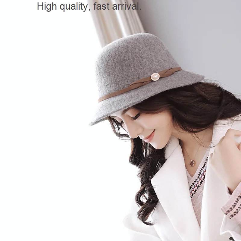 Female Woolen Hat Autumn and Winter Youth Middle-Aged Fisherman Basin Hat Winter Tide All-Matching Women's Dress Hat