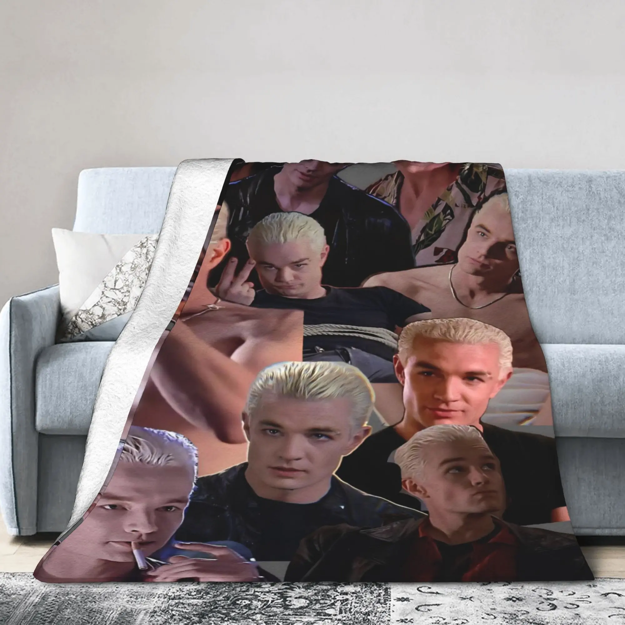 Buffy the Vampire Slayer Movie Fleece Blankets Spike Vintage Throw Blankets for Bed Sofa Couch 125*100cm Bedspread