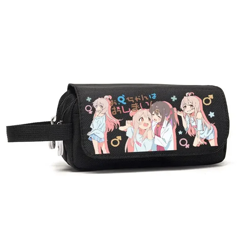 Onimai Anime: ¡Soy ahora tu hermana! Oyama Mahiro Oxford Cloth estudiante de cuero PU Flip Pen Bag, estuche para lápices, regalo de papelería