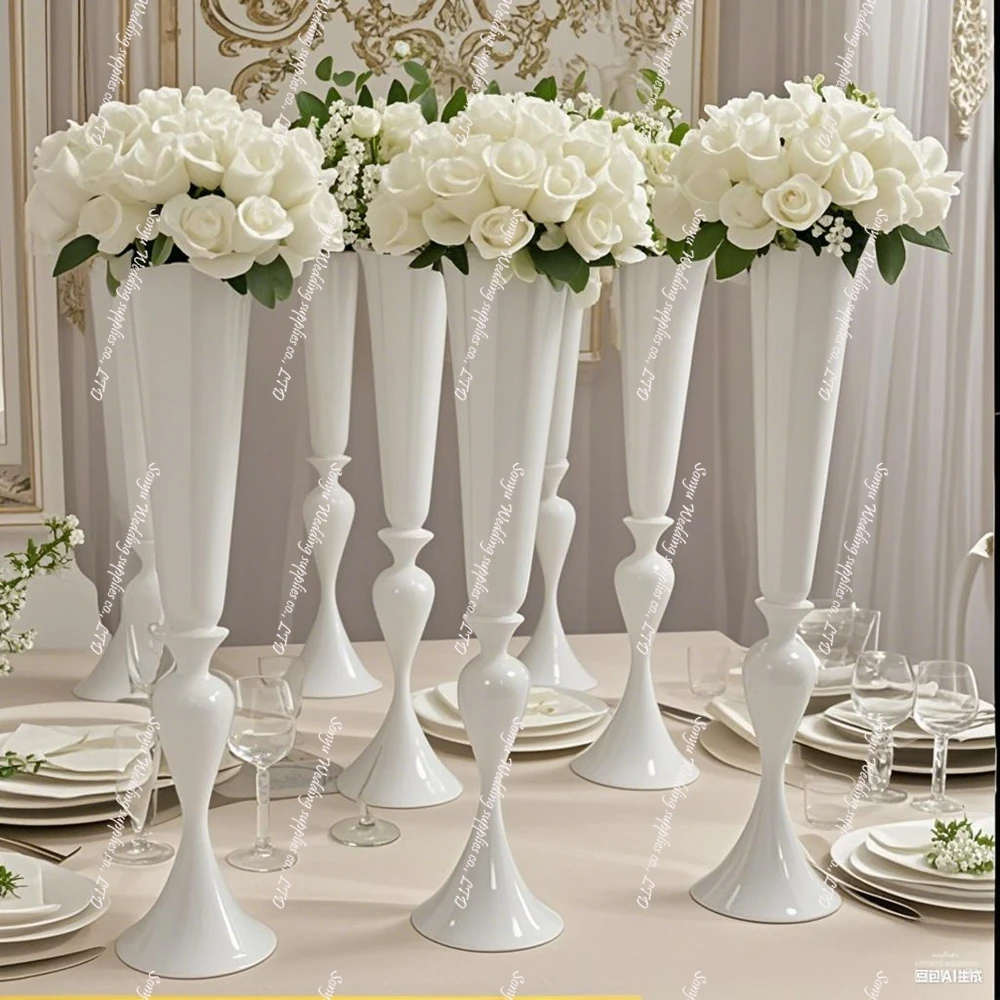 15 pièces (65-100 cm) Support de fleurs en métal blanc en forme d'arche, pièce centrale pour table, toile de fond en arche, pour décorations de mariage et fournitures de fête de mariage.