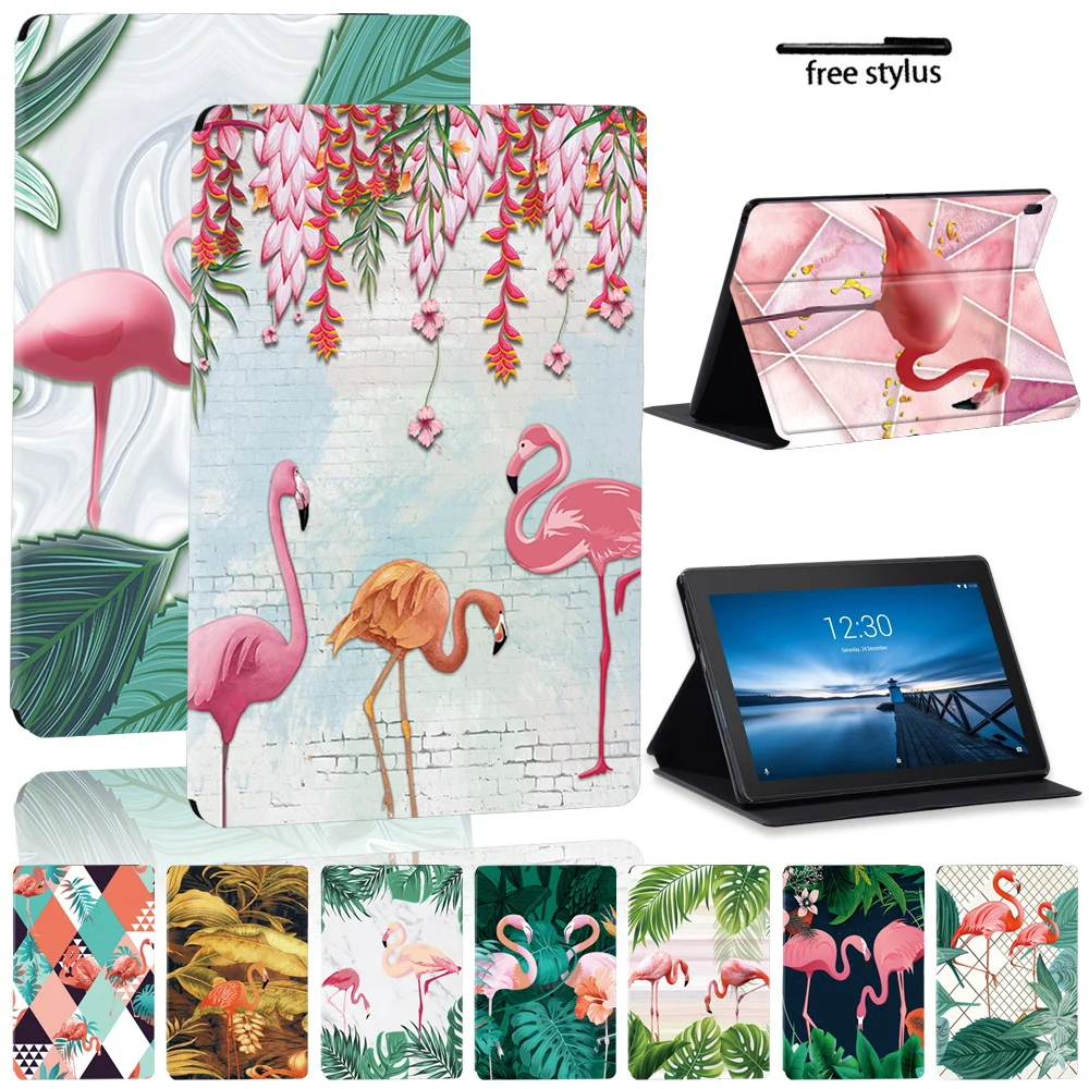 

Tablet Case for Lenovo Tab M10 Plus TB-X606F/TB-X606X/Tab E10/Tab M10 10.1" TB-X605F/Tab M7/M8 Flamingo Print Leather Cover